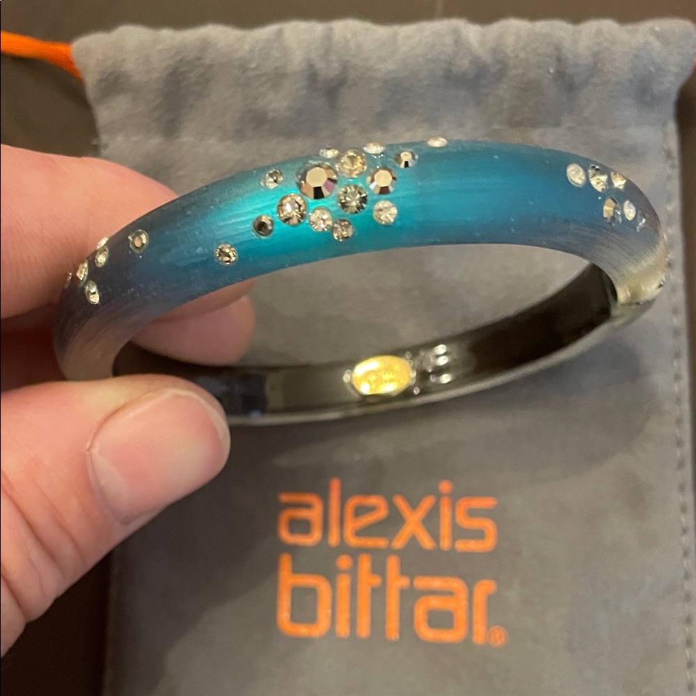 Alexis Bittar Teal Crystal-Studded Bangle